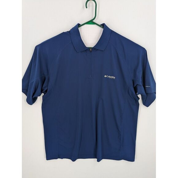 Columbia PFG Omni Freeze Men's Navy Blue 1/4 Zip Short Sleeve Pullover, XXL - Picture 1 of 10
